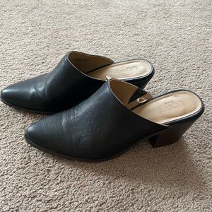 LOFT Black Block Heel Mule Clog Closed Toe